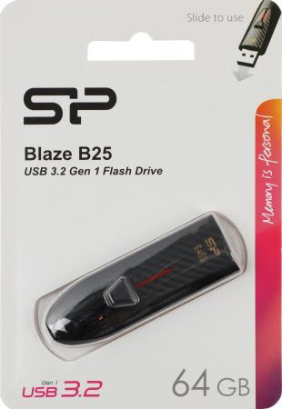 USB Flash Silicon-Power Blaze B25 64GB (черный) [SP064GBUF3B25V1K, 4712702657777]