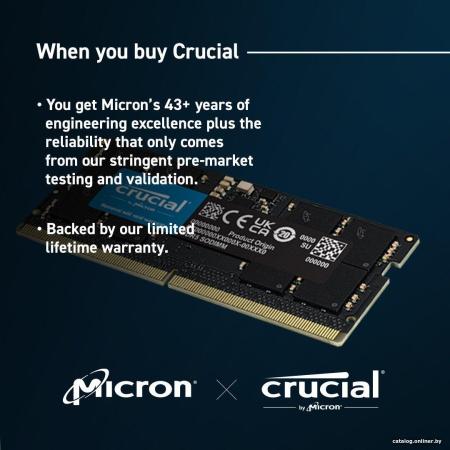 Оперативная память Crucial 16ГБ DDR5 SODIMM 5600МГц CT16G56C46S5 [CT16G56C46S5]