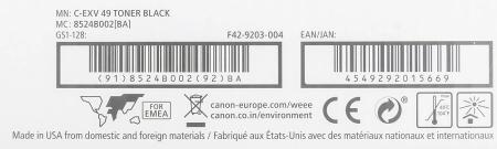 Картриджи для принтеров и МФУ Canon C-EXV49 Black [8524B002] [8524B002, 8524B002AA]