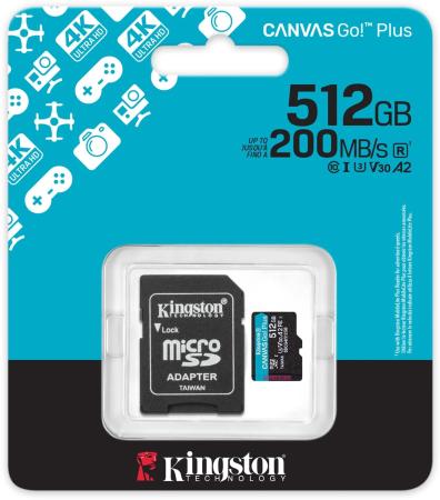 Карты памяти Kingston Canvas Go! microSDXC 512GB SDCG4/512GB (с адаптером) [SDCG4/512GB]