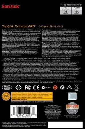Карты памяти SanDisk Extreme PRO SDXC SDSDXXD-256G-GN4IN 256GB [SDSDXXD-256G-GN4IN]