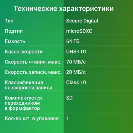 Карты памяти Digma MicroSDXC Class 10 Card10 DGFCA064A01 [DGFCA064A01]