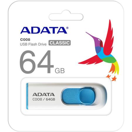 USB Flash ADATA C008 White+Blue 64 Гб (AC008-64G-RWE)