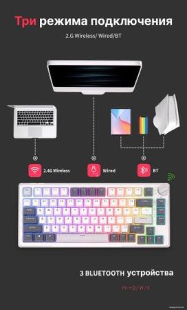 Клавиатуры Royal Kludge RK-H81 RGB White Night (RK Cyan) [6935280824104]