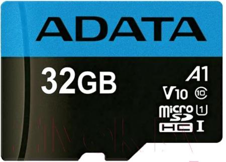 Карты памяти ADATA Premier AUSDH32GUICL10A1-RA1 microSDHC 32GB (с адаптером) [AUSDH32GUICL10A1-RA1]