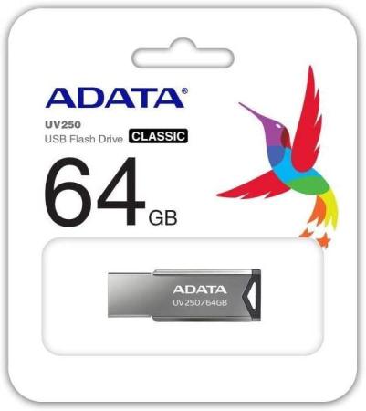 USB Flash ADATA UV250 64GB (серебристый) [AUV250-64G-RBK]