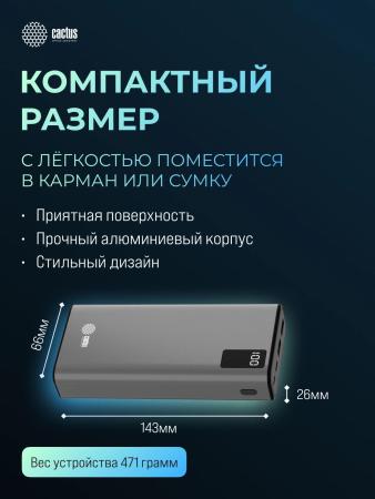 Портативные зарядные устройства CACTUS CS-PBFSFA-20000 20000mAh (серый) [CS-PBFSFA-20000, 4670089336237]