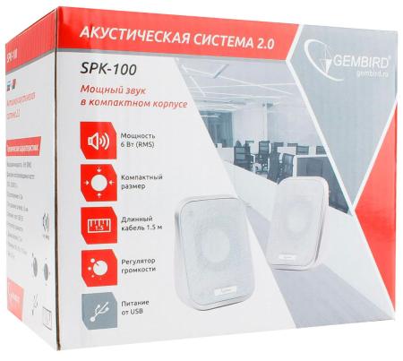 Мультимедиа акустика Gembird SPK-100 (белый) [SPK-100-W]