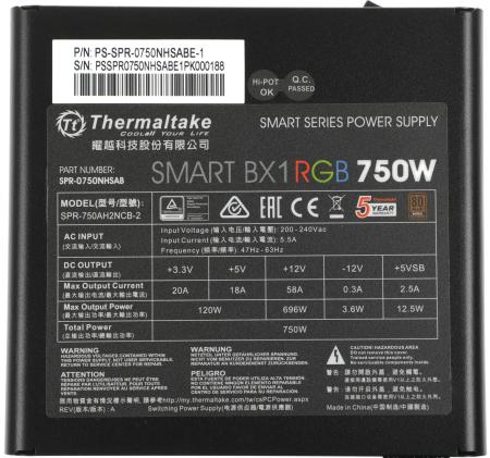 Блоки питания Thermaltake Smart BX1 RGB 750W SP-750AH2NKB-2 [PS-SPR-0750NHSABE-1]