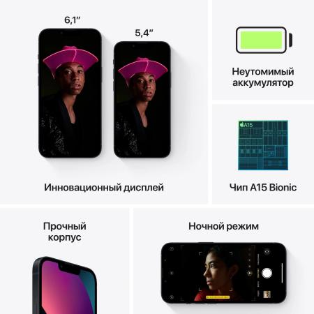 Мобильные телефоны Apple iPhone 13 128GB (темная ночь) [MLNW3RK/A, MLNW3, MLPF3AA/A, MLPF3B/A, MLPF3PM/A, MLPF3RM/A, MLPF3TH/A, MLPF3VN/A]
