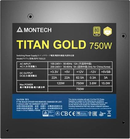 Блоки питания Montech Titan Gold 750W [MNT-TG750-B]