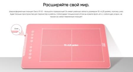 Графические планшеты XP-Pen Deco 01 V3 (розовый)