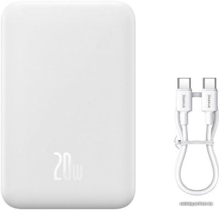 Портативные зарядные устройства Baseus Magnetic Mini Wireless Fast Charge Power Bank 20W 20000mAh (белый) [PPCX150002, 6932172628796]