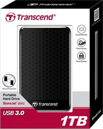 Внешние накопители Transcend StoreJet 25A3 1TB Black (TS1TSJ25A3K)