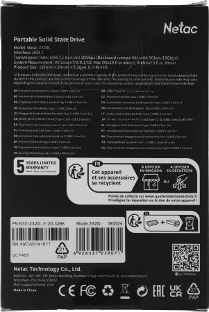Внешние накопители Netac ZX20L 512GB NT01ZX20L-512G-32BK [NT01ZX20L-512G-32BK]