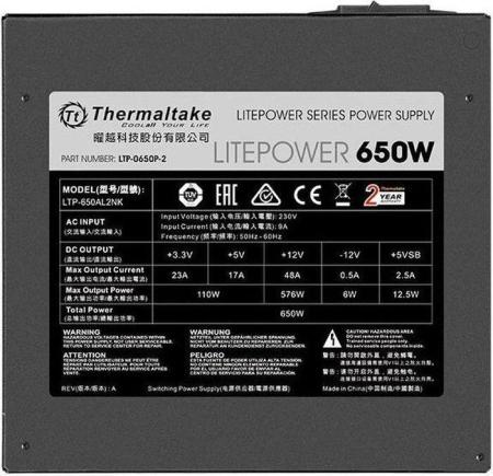 Блоки питания Thermaltake Litepower 650W [LTP-0650P-2] [LTP-0650P-2, PS-LTP-0650NPCNEU-2]
