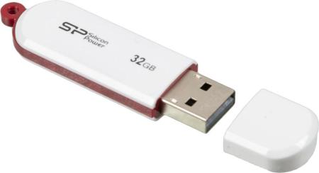 USB Flash Silicon-Power LuxMini 320 32GB (белый/красный) [SP032GBUF2320V1W]