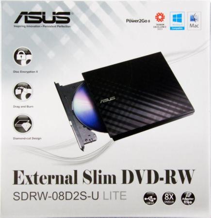 Оптические приводы ASUS SDRW-08D2S-U Lite (черный) [90-DQ0435-UA221KZ]
