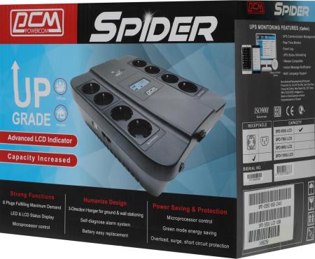Источники бесперебойного питания Powercom Spider SPD-550U LCD USB [SPD-550U LCD USB]