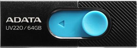 USB Flash ADATA UV220 64GB (черный/голубой) [AUV220-64G-RBKBL]