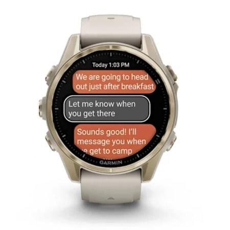 Умные часы и браслеты Garmin Fenix 8 Sapphire 43мм (золотистый, дымчато-серый ремешок) [010-02903-11]