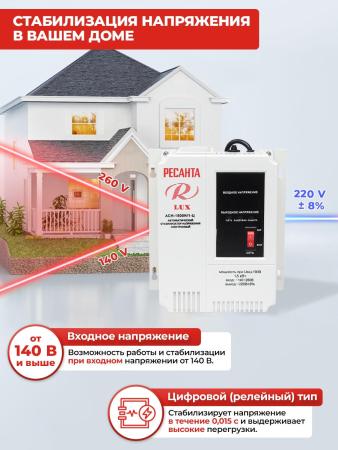 Стабилизаторы, сетевые фильтры, удлинители Ресанта Lux АСН-1500Н/1-Ц [63/6/20]