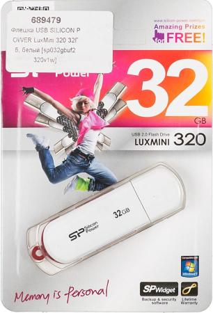 USB Flash Silicon-Power LuxMini 320 32GB (белый/красный) [SP032GBUF2320V1W]