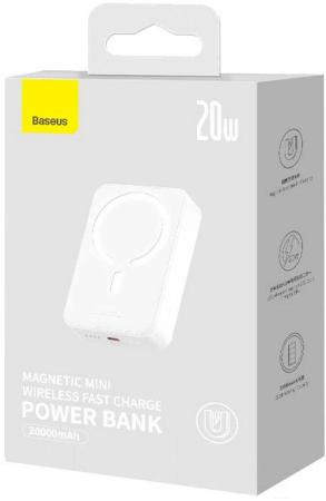Портативные зарядные устройства Baseus Magnetic Mini Wireless Fast Charge Power Bank 20W 20000mAh (белый) [PPCX150002, 6932172628796]