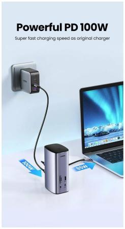 USB-хабы и док-станции Ugreen USB C Triple Display Docking Station 12-in-1 90325 [90325]