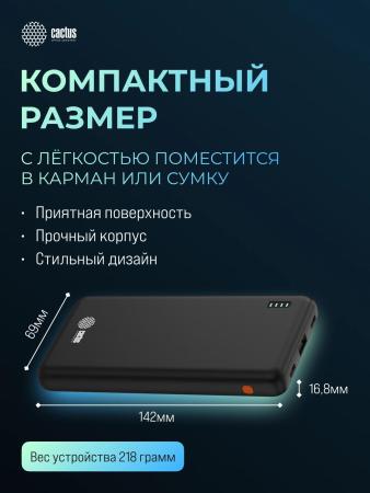 Портативные зарядные устройства CACTUS CS-PBFSAA-10000 10000mAh (черный) [CS-PBFSAA-10000, 4670089336183]