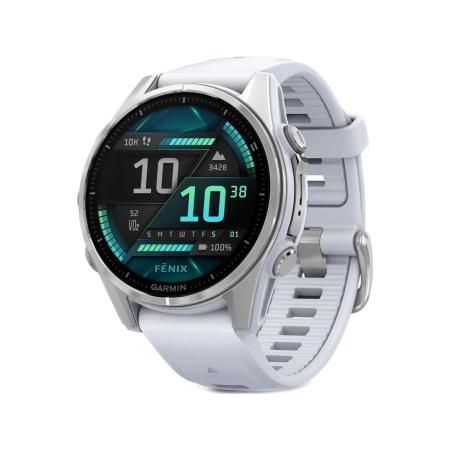 Умные часы и браслеты Garmin Fenix 8 43мм (серебристый, белый ремешок) [010-02903-00]